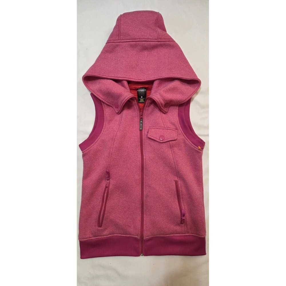 Burton Womens Pink Fleece Hooded Sleeveless Vest Size Medium